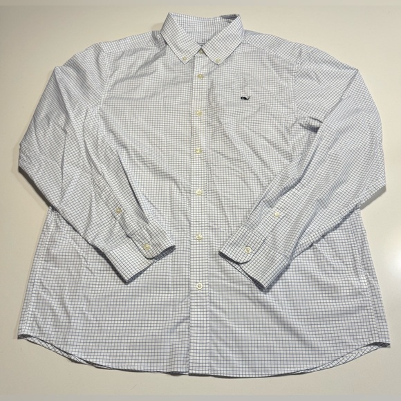Vineyard Vines Other - Vineyard Vines PERFORMANCE CLASSIC FIT WHALE SHIRT Size Large White/Blue Plaid